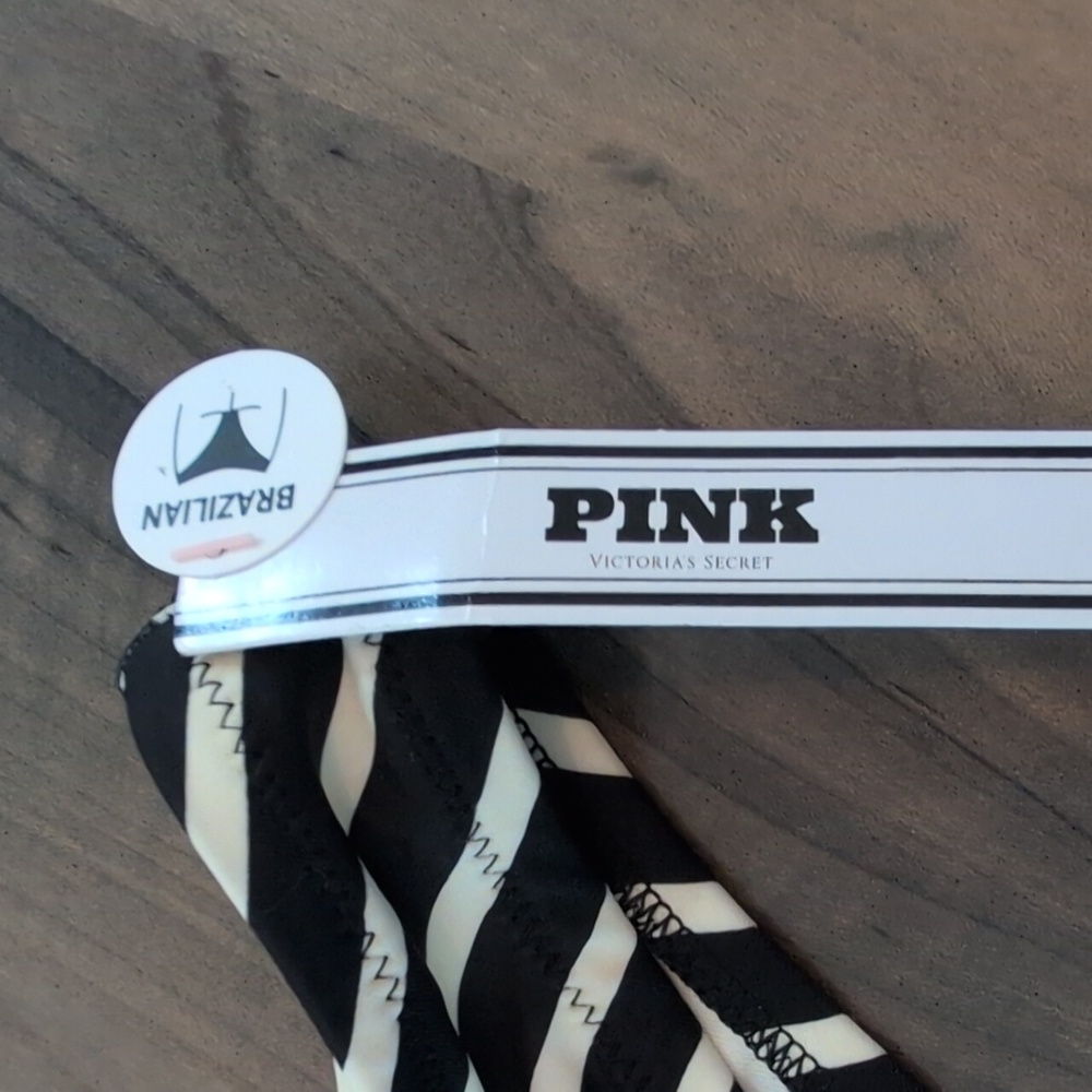 Pink Victoria Secret black& White Striped Bikini - Picture 6 of 6